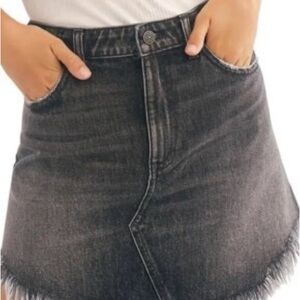 We The Free Black Denim Mini Skirt